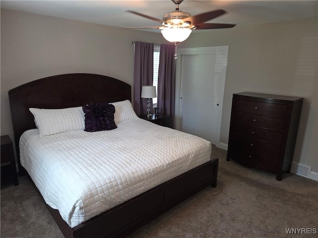 3508 Warner Dr, Grand Island, NY 14072 - bedroom with a closet, carpet flooring, a ceiling fan, and baseboards