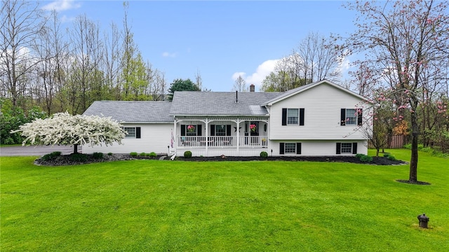 101 Winchell Rd, Owego, NY 13827 - back of house with a lawn, a shingled roof, and a chimney