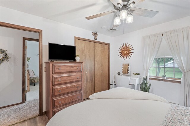 101 Winchell Rd, Owego, NY 13827 - bedroom featuring a closet, wood finished floors, and a ceiling fan