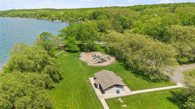 8419 Old Lake Rd, Lodi, NY 14860 - drone / aerial view of a nearby body of water and a heavily wooded area