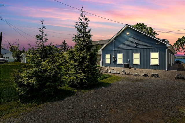 8419 Old Lake Rd, Lodi, NY 14860 - property exterior at dusk with board and batten siding