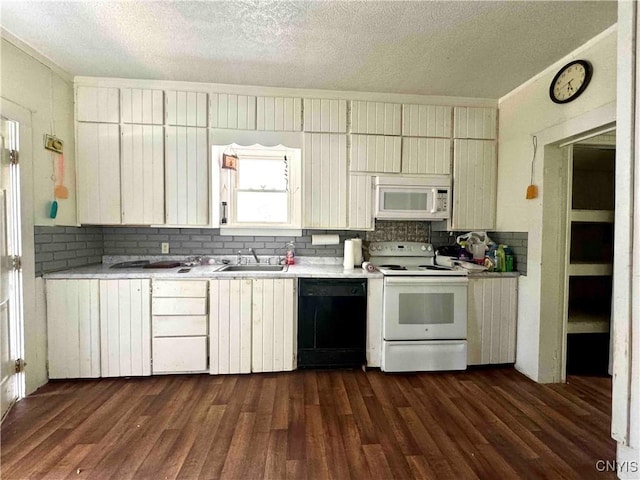 4 S St, Belfast, NY 14711 - kitchen featuring white appliances, a sink, tasteful backsplash, light countertops, and a textured ceiling