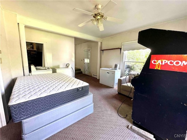4 S St, Belfast, NY 14711 - bedroom with carpet, a ceiling fan, and an office area
