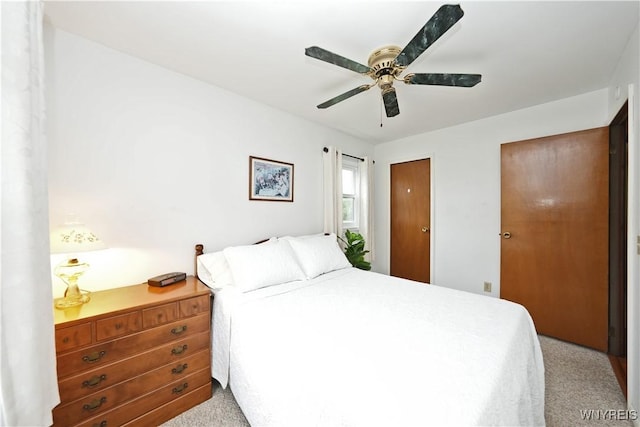 704 Beach Rd, Evans, NY 14006 - bedroom with light colored carpet and a ceiling fan