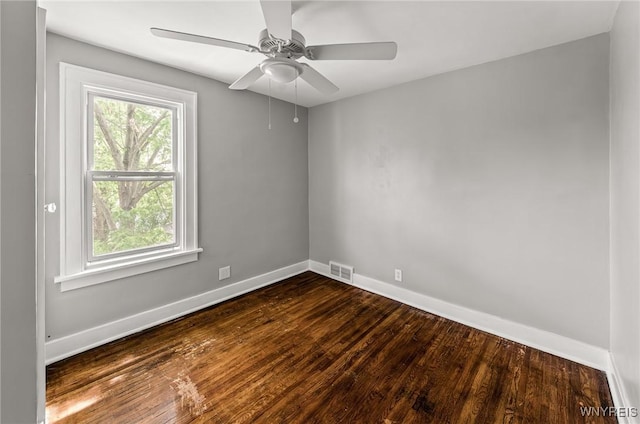 374 Victoria Blvd, Tonawanda-Town, NY 14217 - empty room featuring baseboards, dark wood-style flooring, and a ceiling fan