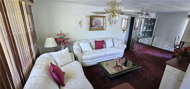 11 Donna Marie Cir, Gates, NY 14606 - living area featuring a baseboard heating unit and a ceiling fan