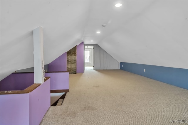 75 N Park Ave, Buffalo, NY 14216 - additional living space with carpet, lofted ceiling, and recessed lighting