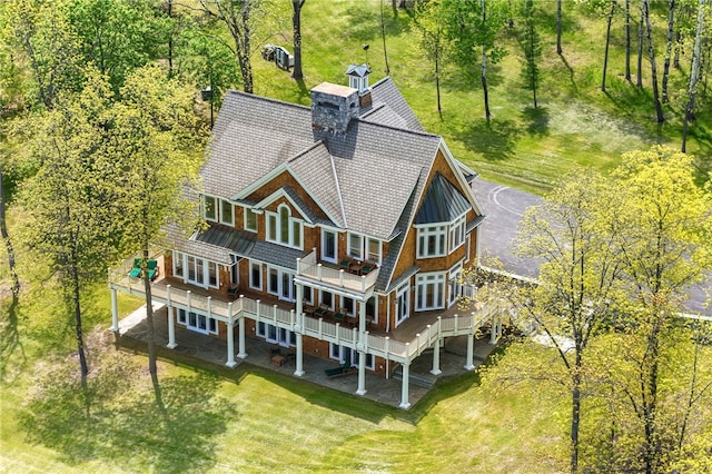 436 Steuben St, Reading, NY 14891 - rear view of property featuring a wooden deck, a yard, and a chimney