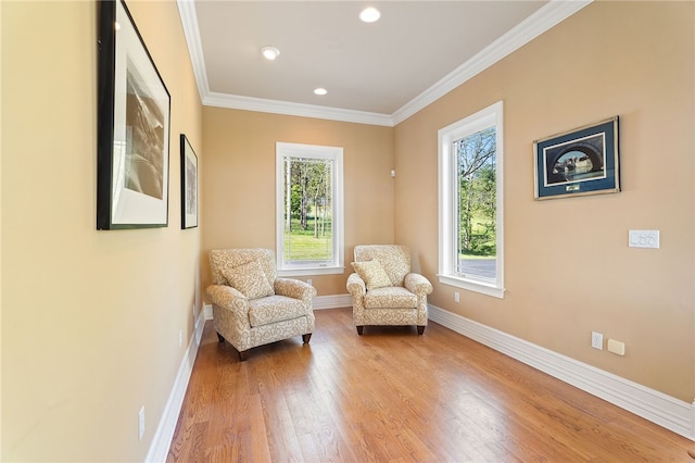 436 Steuben St, Reading, NY 14891 - living area with baseboards, hardwood / wood-style floors, crown molding, and recessed lighting