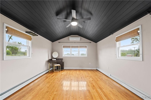3583 W Seneca Tpke, Onondaga, NY 13215 - bonus room featuring a baseboard radiator, baseboard heating, light wood-type flooring, vaulted ceiling, and a ceiling fan