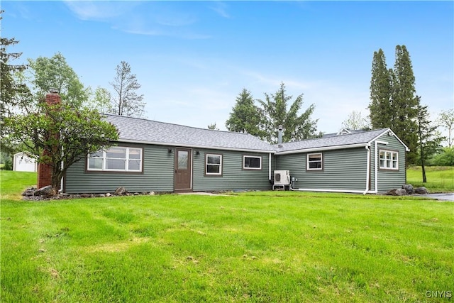 3583 W Seneca Tpke, Onondaga, NY 13215 - view of front of property featuring a chimney, a front yard, and ac unit
