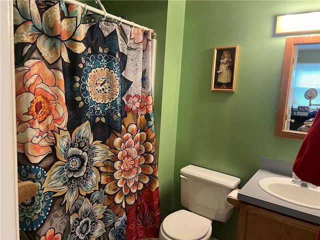441 Center St, Geddes, NY 13209 - bathroom with vanity, toilet, and a shower with shower curtain