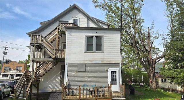 104 Main St, Stamford, NY 12167 - back of house with stairs and a deck