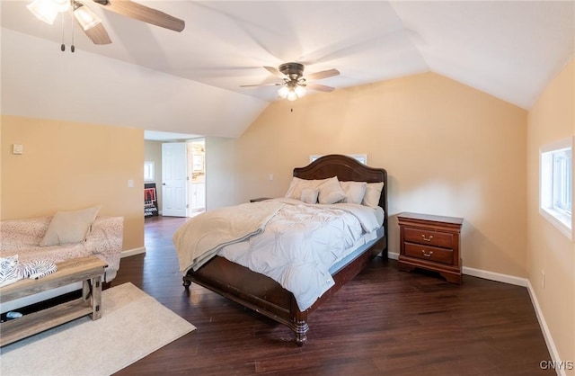 8929 State Route 12e, Lyme, NY 13622 - bedroom with vaulted ceiling, wood finished floors, and ceiling fan