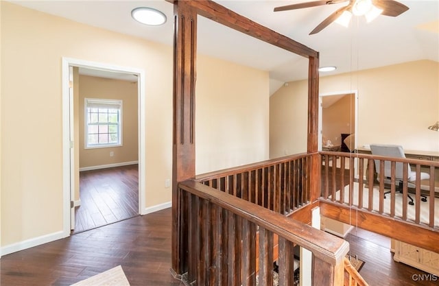 8929 State Route 12e, Lyme, NY 13622 - corridor with an upstairs landing, hardwood / wood-style flooring, and recessed lighting