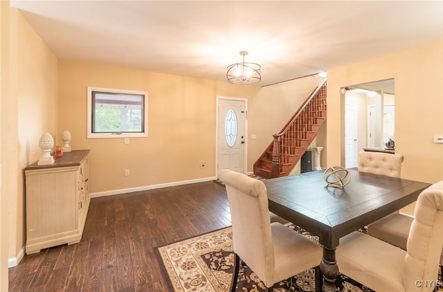 8929 State Route 12e, Lyme, NY 13622 - dining room with stairway, baseboards, dark wood-style floors, and plenty of natural light