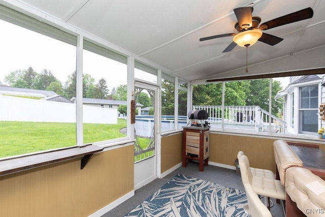 106 Hillside Way, Camillus, NY 13031 - sunroom / solarium with a ceiling fan and vaulted ceiling