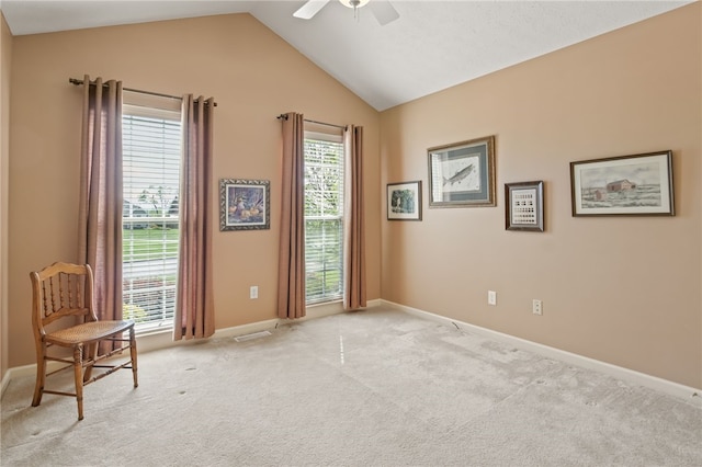 4166 Angela Way, Gorham, NY 14424 - unfurnished room with ceiling fan, lofted ceiling, light carpet, and baseboards