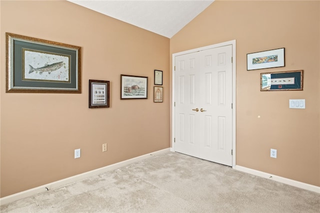 4166 Angela Way, Gorham, NY 14424 - unfurnished bedroom featuring carpet, lofted ceiling, baseboards, and a closet