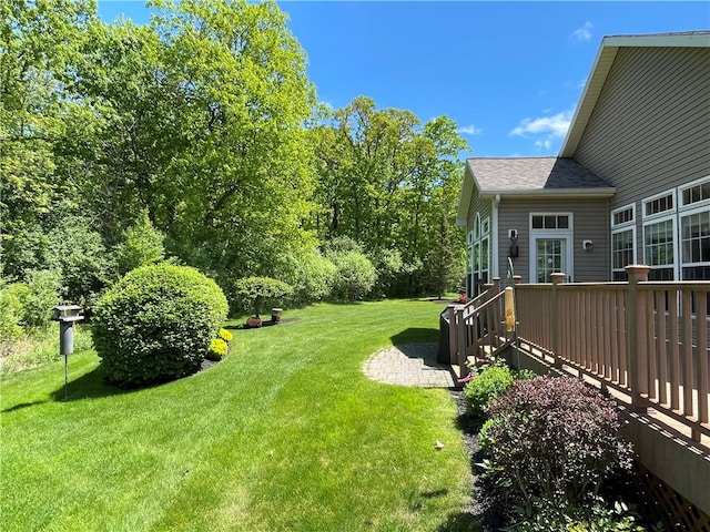 4166 Angela Way, Gorham, NY 14424 - view of grassy yard featuring a wooden deck