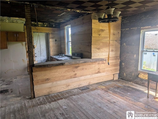 132 Kipp St, Sherman, NY 14781 - misc room featuring wood-type flooring, a sink, and a chandelier