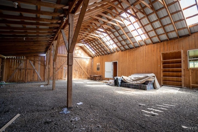 793 County Highway 19, Plainfield, NY 13491 - miscellaneous room featuring vaulted ceiling and wooden walls