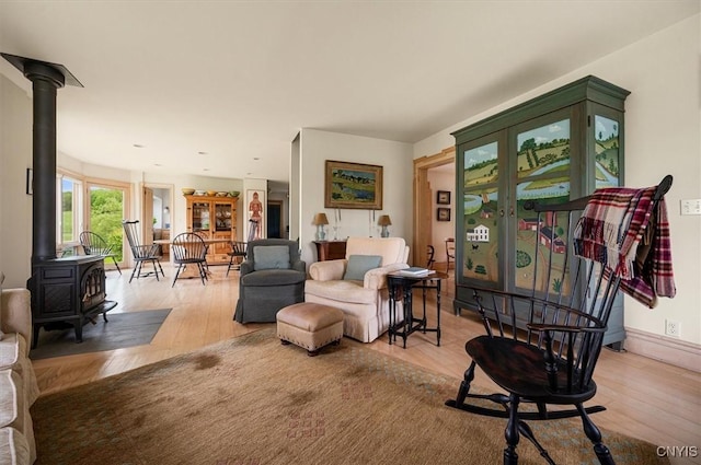 537 Earlville Rd, Hamilton, NY 13332 - living area with a wood stove and wood finished floors