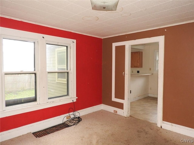5 Evergreen St, Cortland, NY 13045 - unfurnished room with ornamental molding, carpet flooring, and baseboards