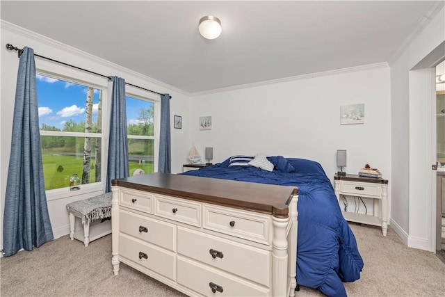 3854 Tari Ln, Murray, NY 14470 - bedroom featuring crown molding, light carpet, and baseboards