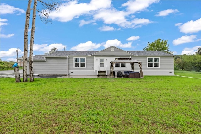 3854 Tari Ln, Murray, NY 14470 - rear view of property with a gazebo, a yard, entry steps, and central air condition unit