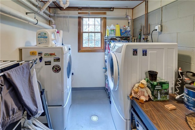 161 Bell Hill Rd, New Lisbon, NY 13342 - washroom with washing machine and dryer and concrete block wall