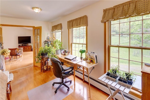 161 Bell Hill Rd, New Lisbon, NY 13342 - office space featuring light wood finished floors and a baseboard radiator