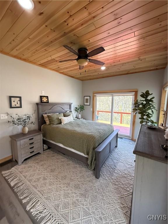 26633 Kring Point Rd, Alexandria, NY 13679 - bedroom featuring wood ceiling and a ceiling fan