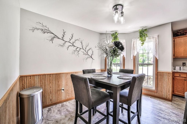 4590 Beach Ridge Rd, Pendleton, NY 14094 - dining room featuring wainscoting and wooden walls