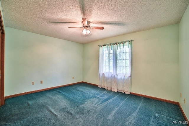 4590 Beach Ridge Rd, Pendleton, NY 14094 - carpeted spare room with a ceiling fan, baseboards, and a textured ceiling