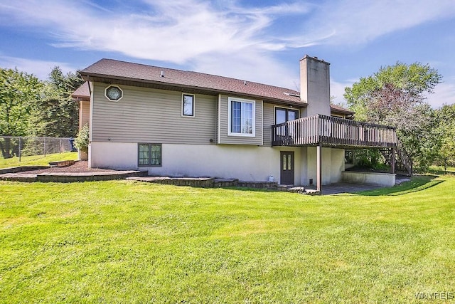 4590 Beach Ridge Rd, Pendleton, NY 14094 - rear view of house with a deck, a chimney, and stairs