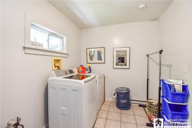 8 Terrace St, Westfield, NY 14787 - laundry room with washer and dryer, light tile patterned floors, and baseboards