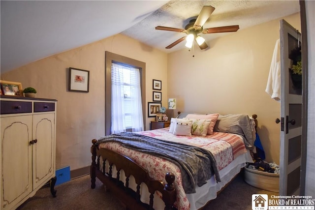 8 Terrace St, Westfield, NY 14787 - carpeted bedroom with vaulted ceiling and ceiling fan