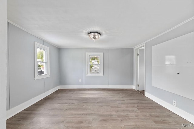 210 Essex St, Syracuse, NY 13204 - spare room featuring plenty of natural light, ornamental molding, wood finished floors, and baseboards