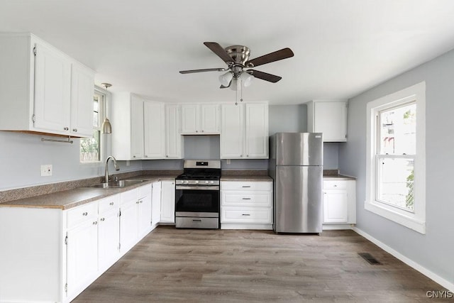 210 Essex St, Syracuse, NY 13204 - kitchen with stainless steel appliances, a sink, healthy amount of natural light, and a ceiling fan