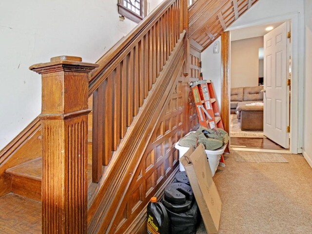 1459 Culver Rd, Rochester, NY 14609 - stairway with carpet floors