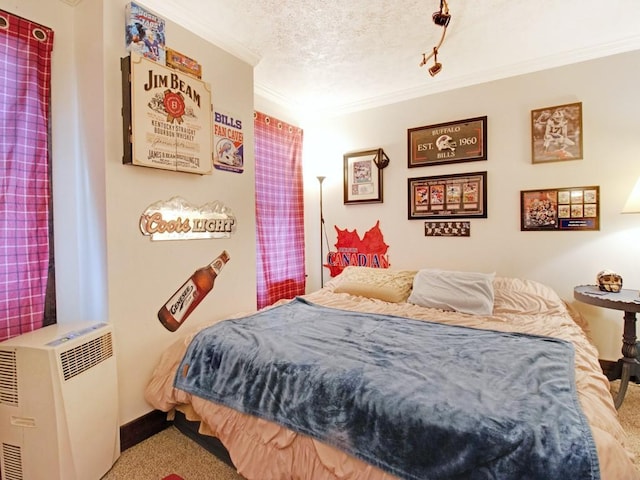 1459 Culver Rd, Rochester, NY 14609 - bedroom featuring carpet flooring, ornamental molding, and a textured ceiling