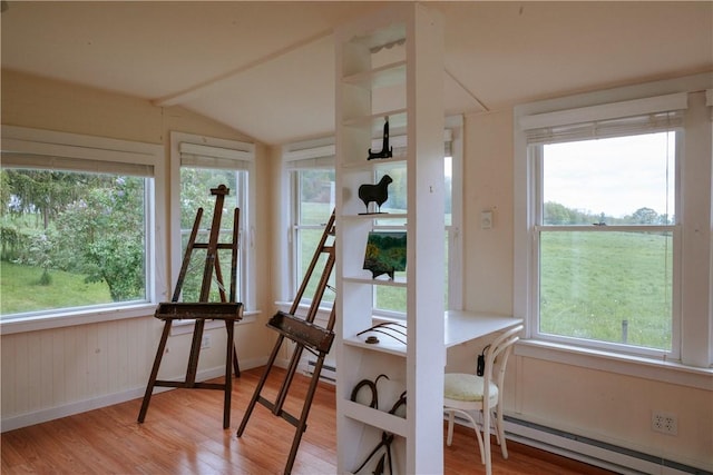 2400 Gladstone Hollow Rd, Andes, NY 13731 - sunroom with a baseboard radiator and vaulted ceiling