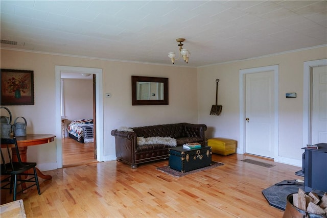 2400 Gladstone Hollow Rd, Andes, NY 13731 - living room with ornamental molding, light wood-type flooring, and baseboards