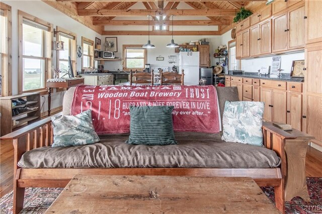 4146 Carleton Island Rd Unit 1, Cape Vincent, NY 13618 - living room featuring wood ceiling