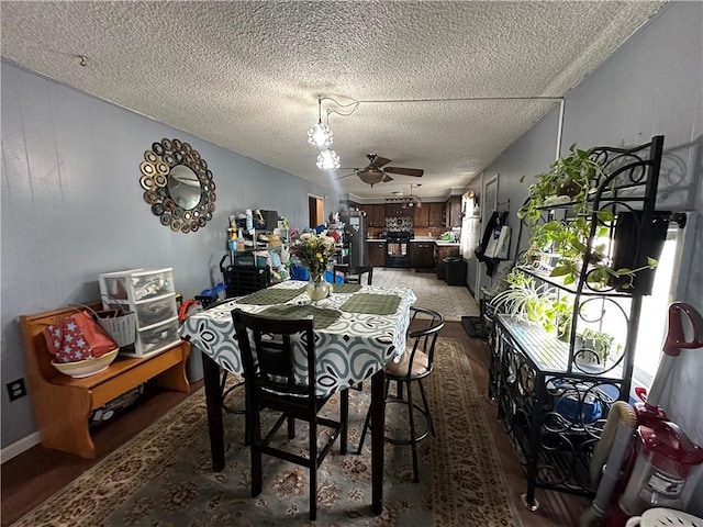 104 Newcomb St, Rochester, NY 14609 - dining room featuring ceiling fan, wood finished floors, and a textured ceiling