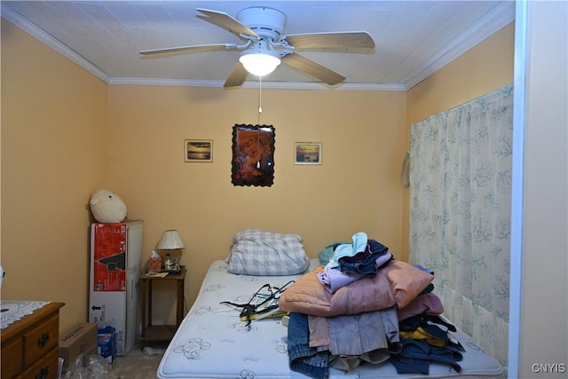 308 State St, Auburn, NY 13021 - bedroom featuring crown molding and a ceiling fan