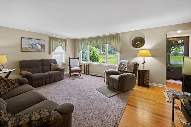 114 E Dauenhauer St, Manlius, NY 13057 - living area featuring plenty of natural light, wood finished floors, and baseboards