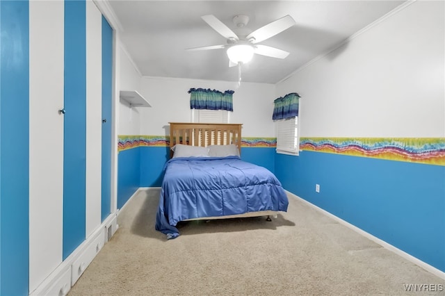 18 Spruce St, Lockport-City, NY 14094 - bedroom with carpet flooring, ornamental molding, and a ceiling fan