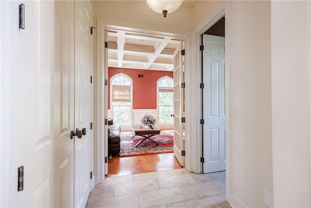 411 Sundance Trl, Webster, NY 14580 - foyer entrance featuring coffered ceiling and beamed ceiling